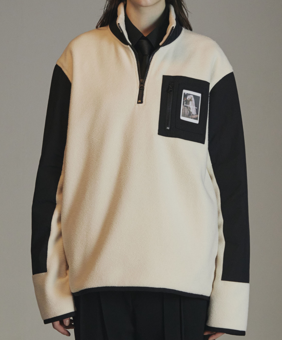 CREAM POLAR FLEECE ZIP-UP