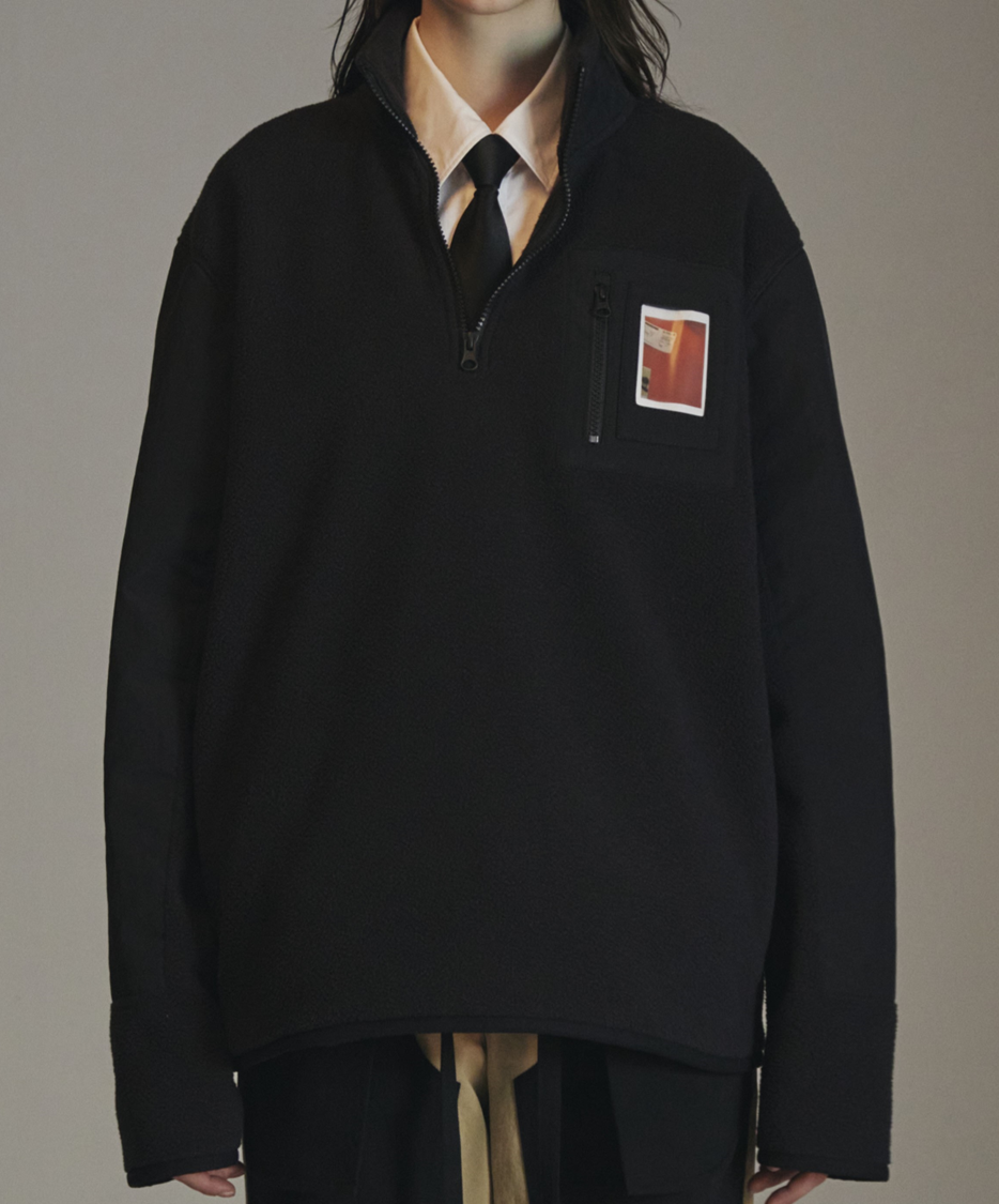 BLACK POLAR FLEECE ZIP-UP