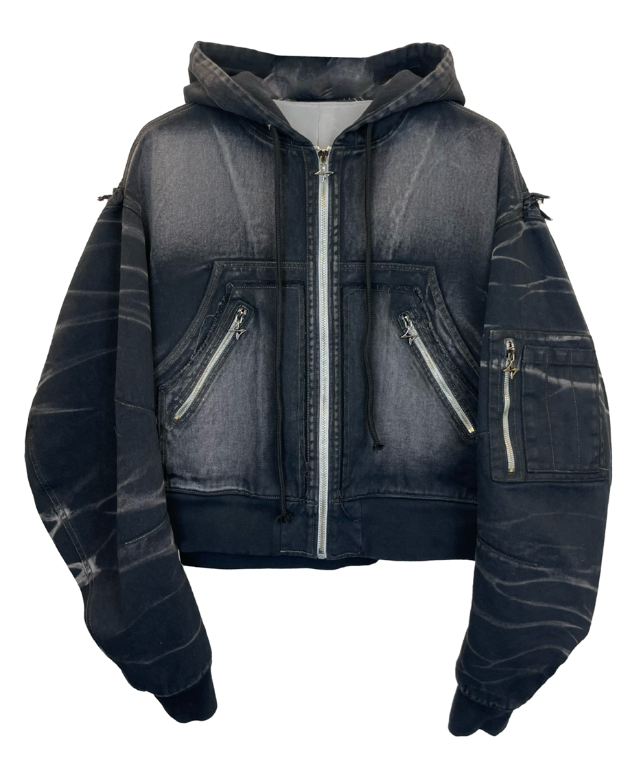 DEEP-DYED COTTON HOODIE JACKET