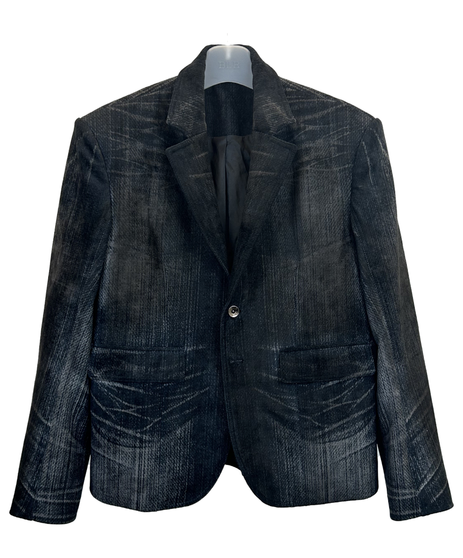 DENIM PRINTED CORDUROY WASHED JACKET
