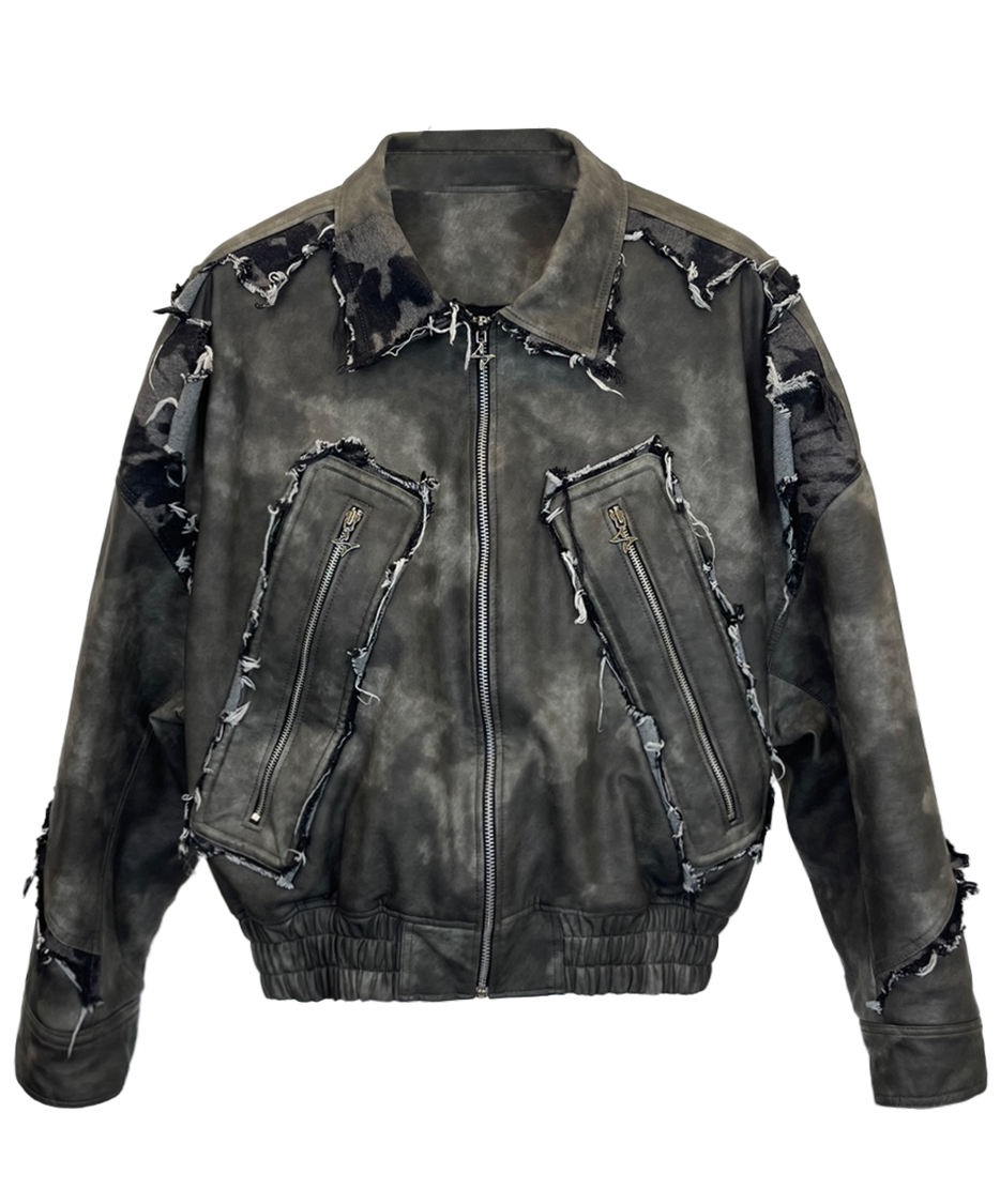 RAW-CUT WASHED LEATHER JACKET