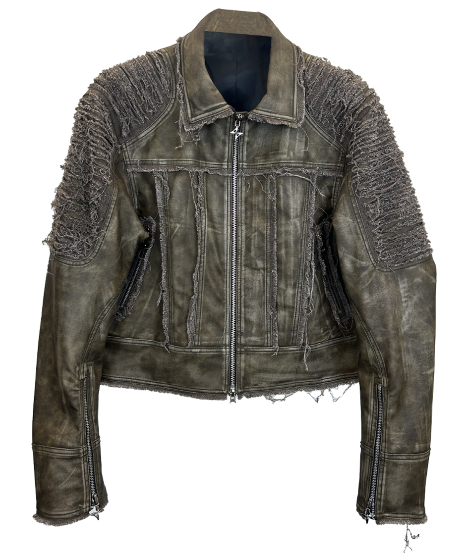 BROWN WASHED GRUNGED JACKET