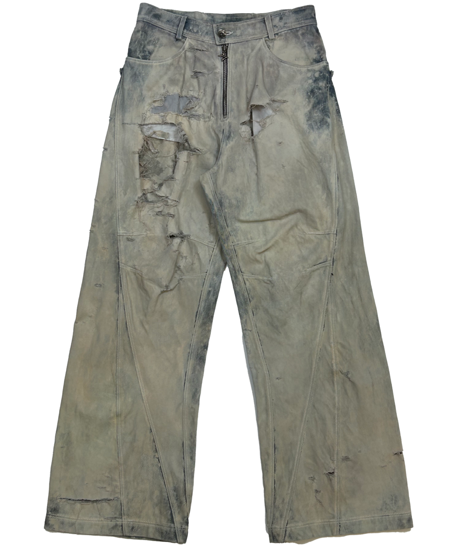 BACK FLAP WASHED DENIM PANTS