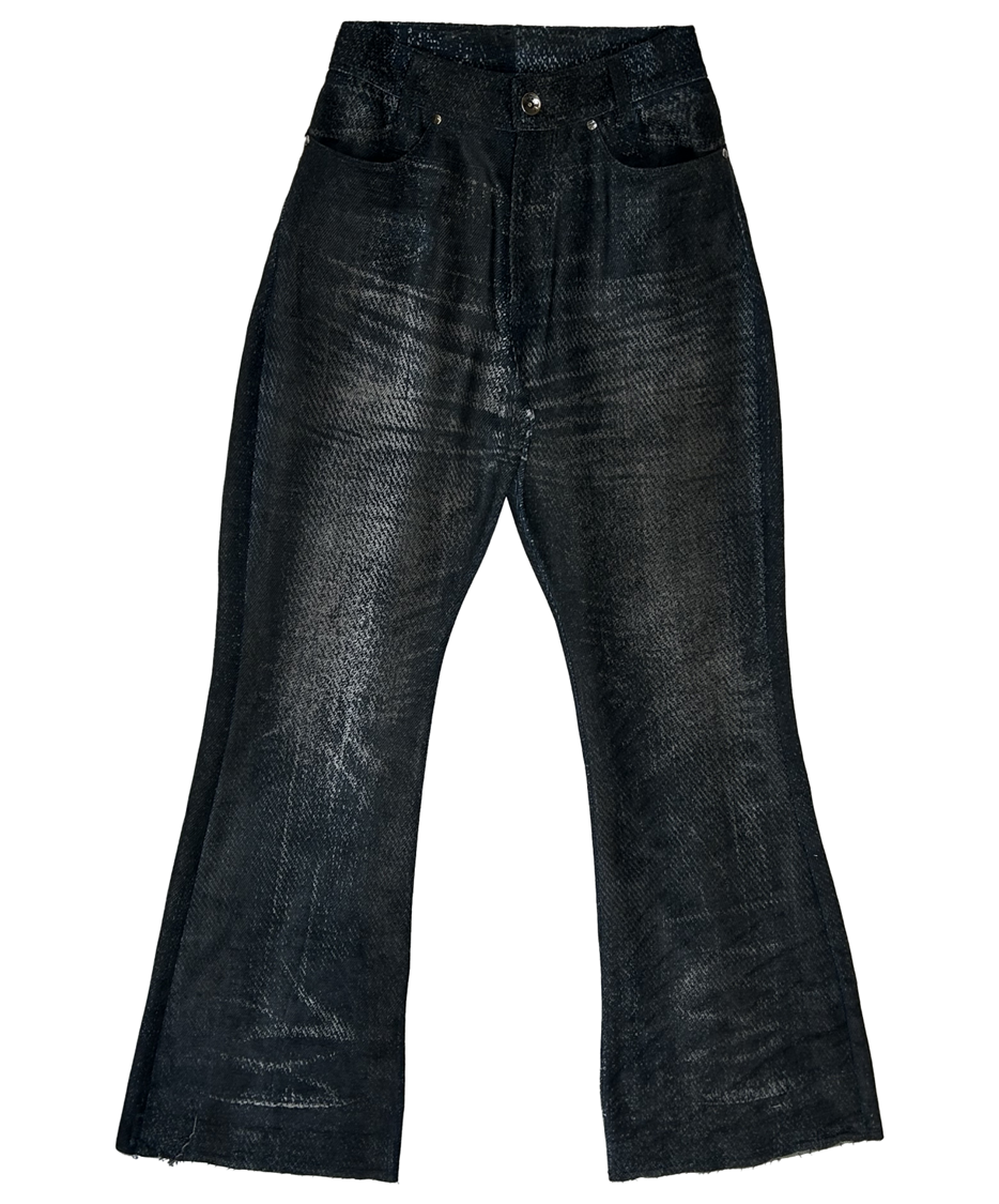 DENIM PRINTED CORDUROY WASHED PANTS