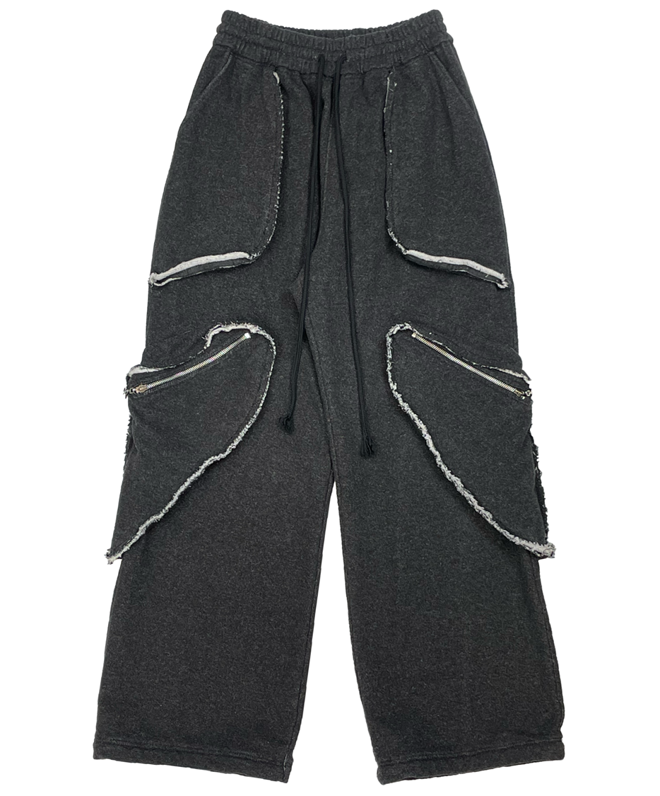 MULTI POCKET RAW-EDGED SWEAT PANTS