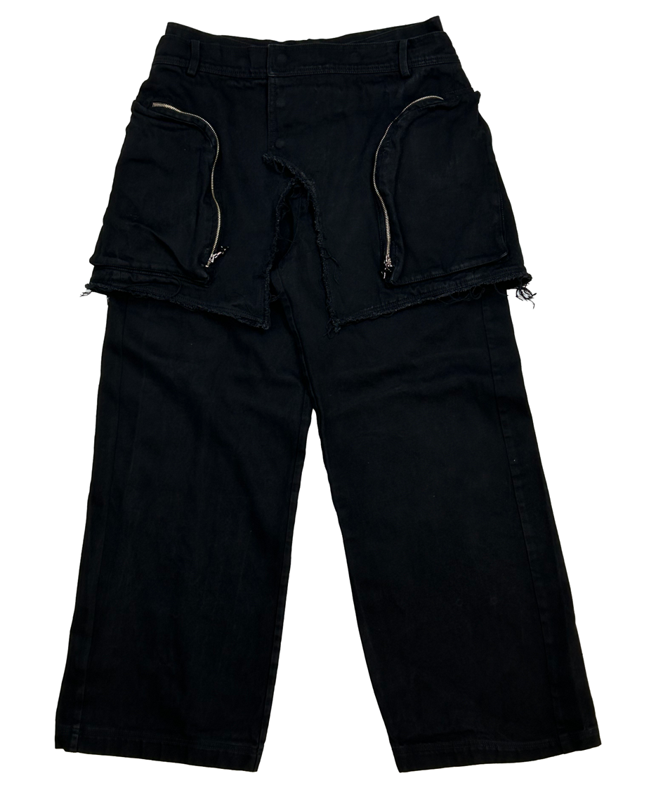 RAW-CUT SKIRT DENIM PANTS