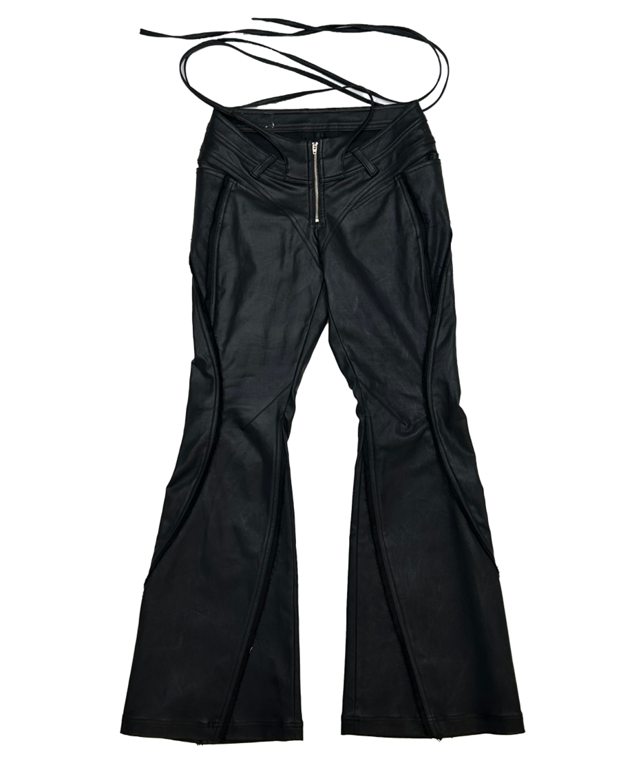 LEATHER BOOTS CUT PANTS WITH STRING