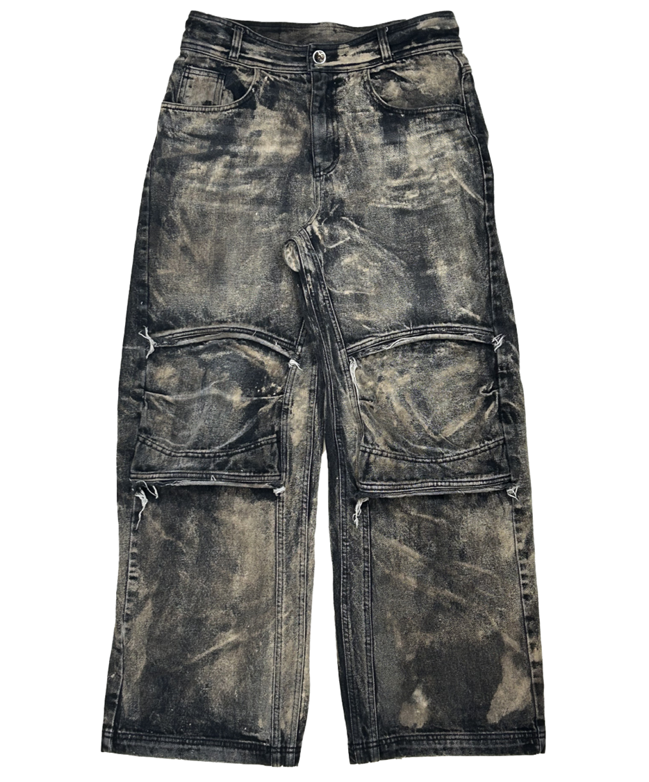 KNEEPOINT WASHED DENIM PANTS