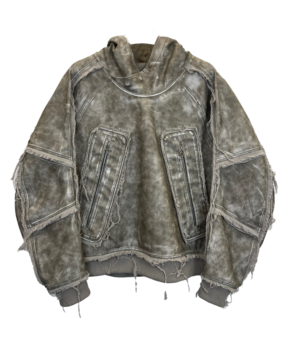 RAW-CUT LEATHER HOODIE