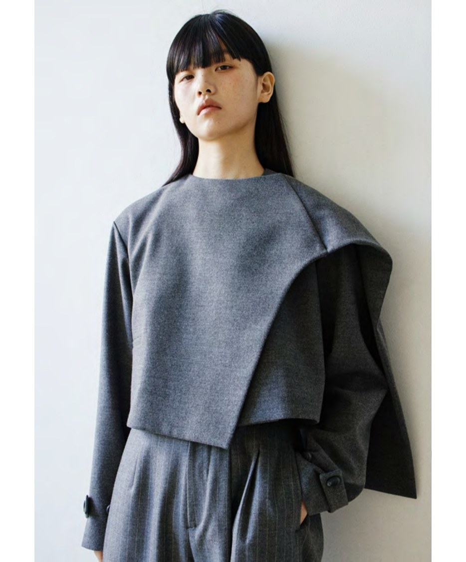 Scarf-Detail Crop Jacket