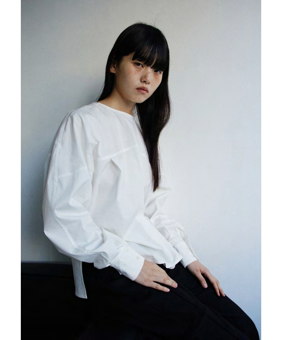 Draped Crossover Buttoned Blouse