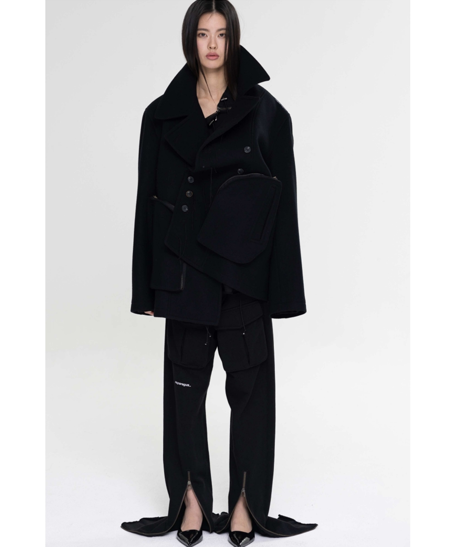 3D Pocket Double Breasted Coat