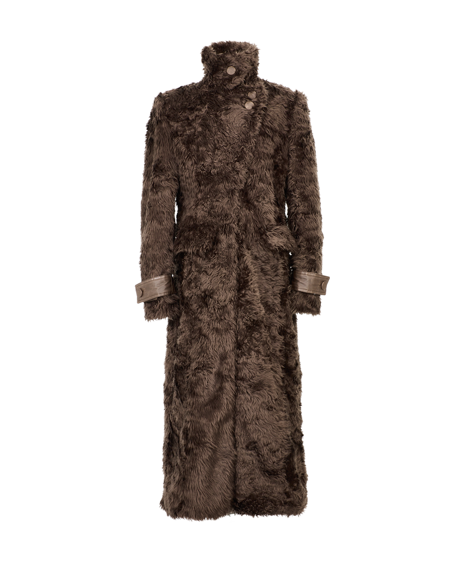 BELTED LONG FUR COAT