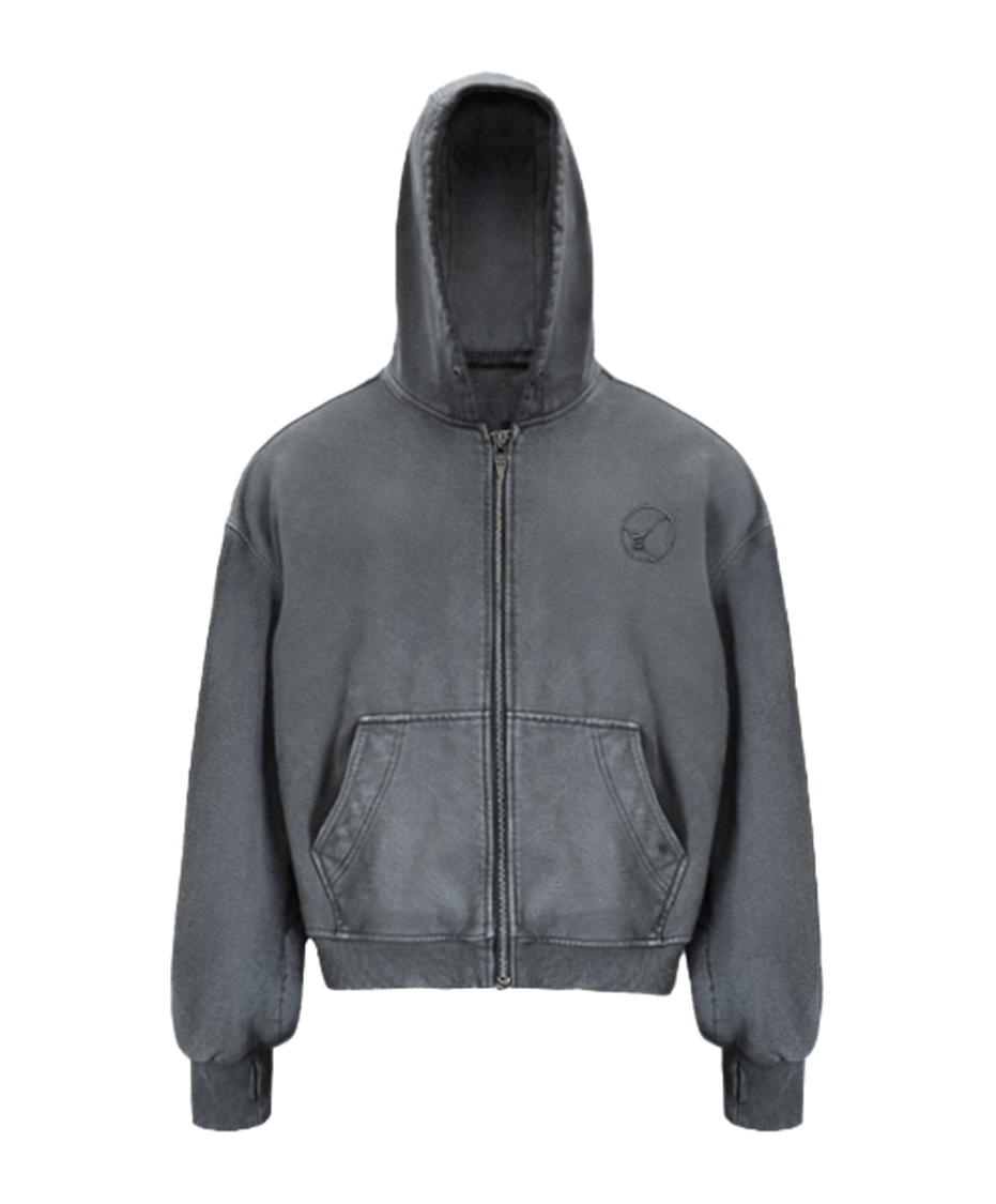 Dyed Circle Logo Over-fit Hoodie Zip-up