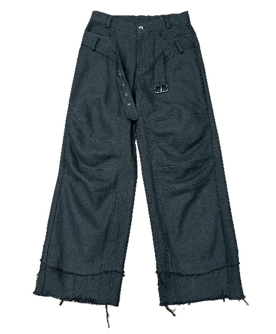 Stucked Belt with Low Density Cotton and Raw-edged Pants