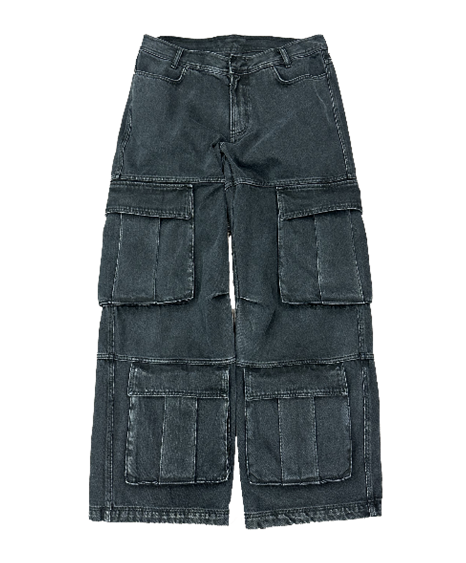 Utility Cargo Washed Denim Pants